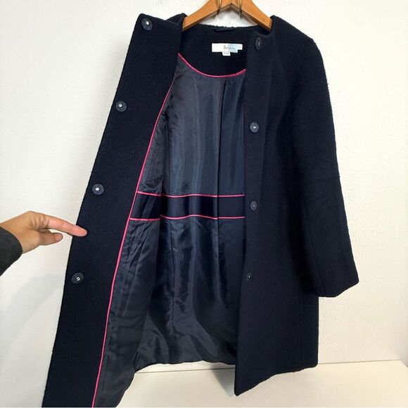 Boden Navy Wool Mohair Mid-Length Coat 2 - Picture 3 of 9